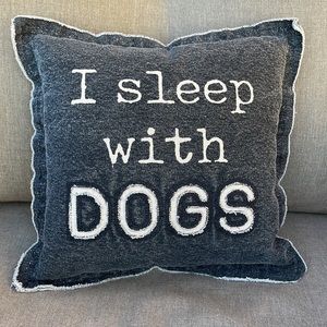 Mud Pie 12 x 12 inch throw pillow. Decorative. Dog themed. Black denim.